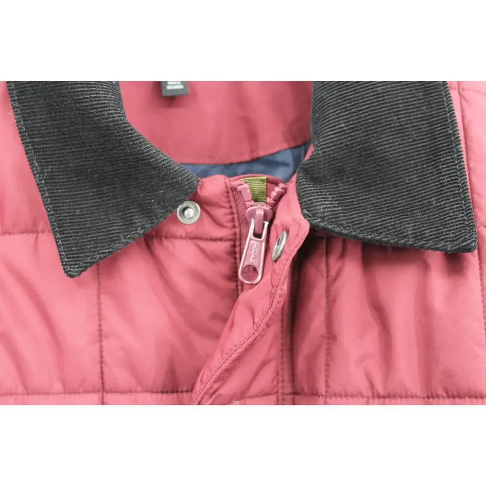Bonobos Size Medium Quilted Barn Jacket Maroon Corduroy Collar Snap‎ Button